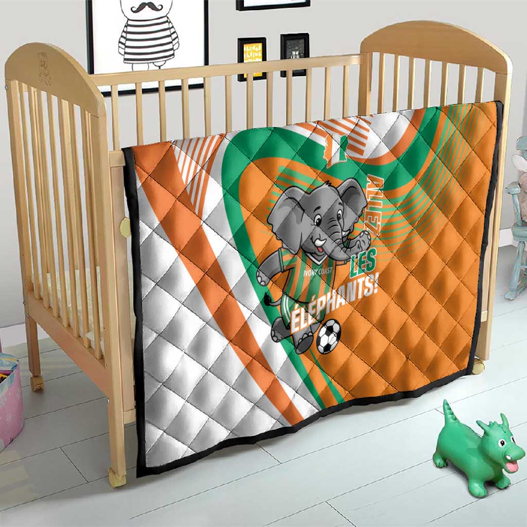 Ivory Coast Football Quilt 2026 Allez Les Elephants Cute Mascot - Wonder Print Shop