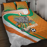 Ivory Coast Football Quilt Bed Set 2026 Allez Les Elephants Cute Mascot - Wonder Print Shop