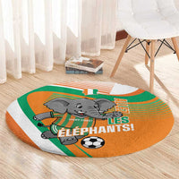 Ivory Coast Football Round Carpet 2026 Allez Les Elephants Cute Mascot - Wonder Print Shop