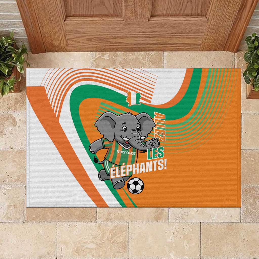 Ivory Coast Football Rubber Doormat 2026 Allez Les Elephants Cute Mascot - Wonder Print Shop