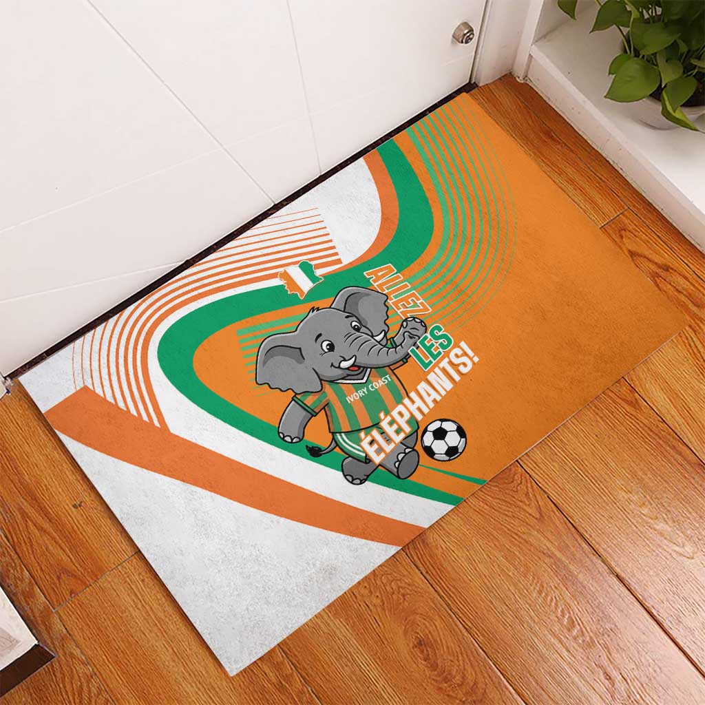 Ivory Coast Football Rubber Doormat 2026 Allez Les Elephants Cute Mascot - Wonder Print Shop