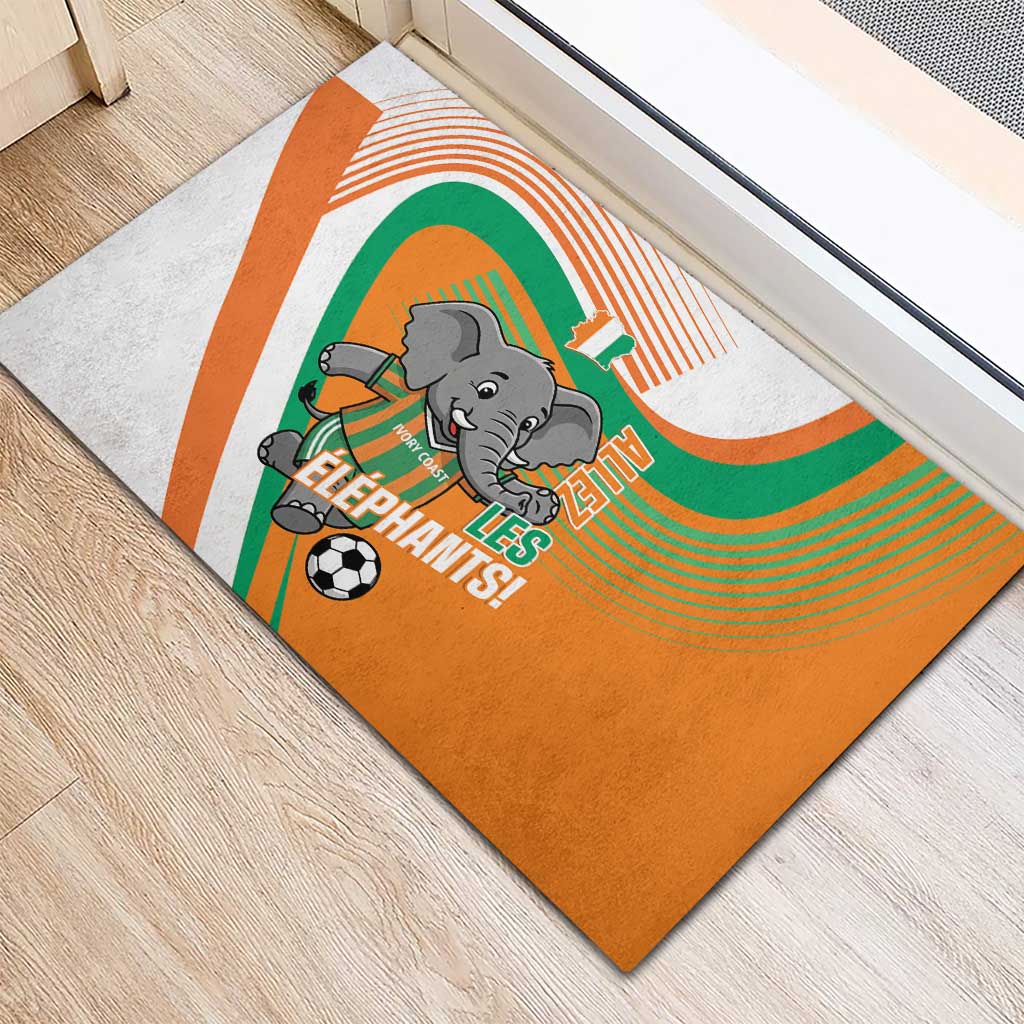 Ivory Coast Football Rubber Doormat 2026 Allez Les Elephants Cute Mascot - Wonder Print Shop