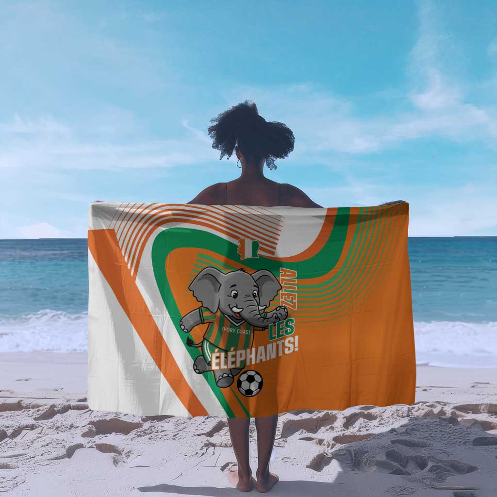 Ivory Coast Football Sarong 2026 Allez Les Elephants Cute Mascot - Wonder Print Shop