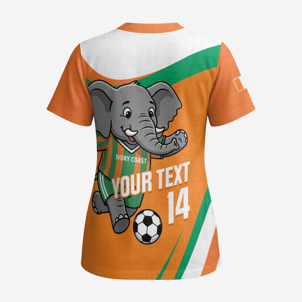 Custom Ivory Coast Football Scrub Top 2026 Allez Les Elephants Cute Mascot - Wonder Print Shop