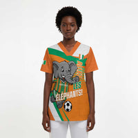 Custom Ivory Coast Football Scrub Top 2026 Allez Les Elephants Cute Mascot - Wonder Print Shop