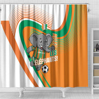 Ivory Coast Football Shower Curtain 2026 Allez Les Elephants Cute Mascot - Wonder Print Shop