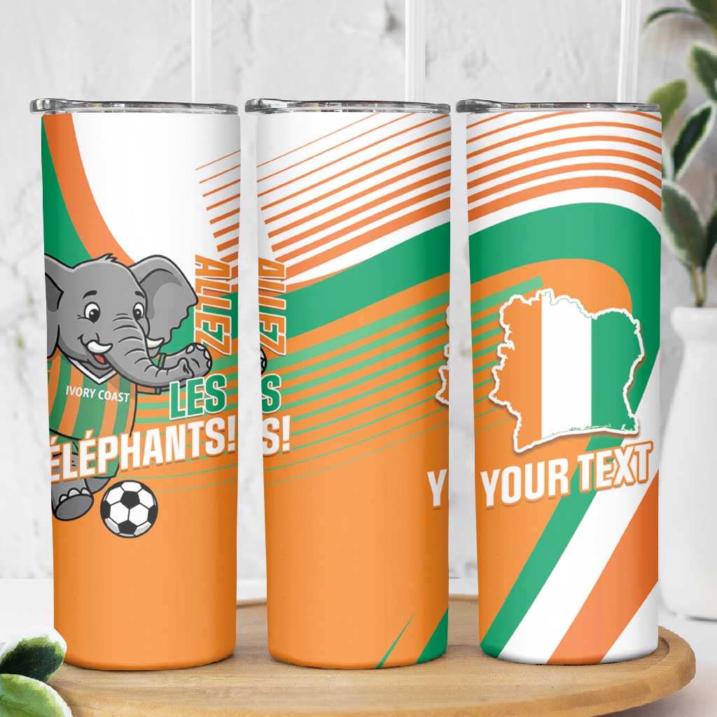 Custom Ivory Coast Football Skinny Tumbler 2026 Allez Les Elephants Cute Mascot - Wonder Print Shop