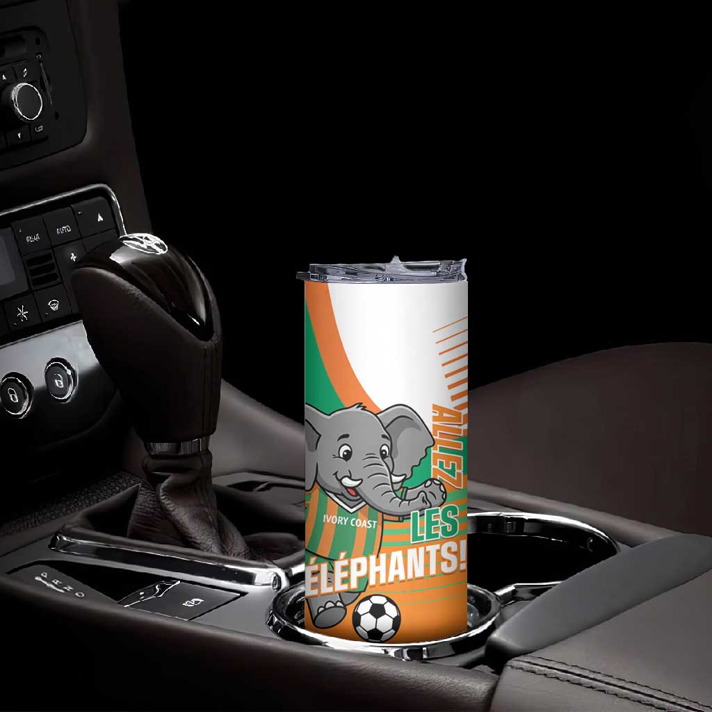 Custom Ivory Coast Football Skinny Tumbler 2026 Allez Les Elephants Cute Mascot - Wonder Print Shop