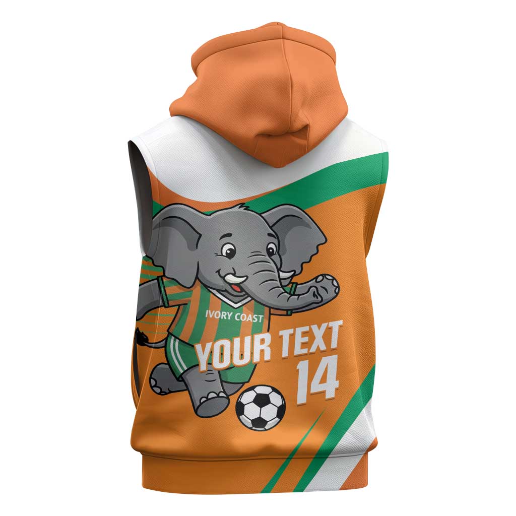 Custom Ivory Coast Football Sleeveless Hoodie 2026 Allez Les Elephants Cute Mascot - Wonder Print Shop