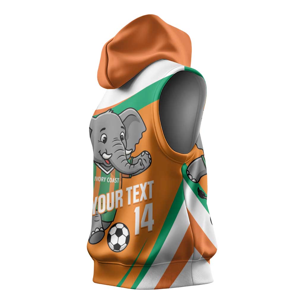 Custom Ivory Coast Football Sleeveless Hoodie 2026 Allez Les Elephants Cute Mascot - Wonder Print Shop