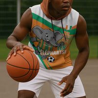 Custom Ivory Coast Football Sleeveless Hoodie 2026 Allez Les Elephants Cute Mascot - Wonder Print Shop