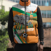 Custom Ivory Coast Football Sleeveless Puffer Jacket 2026 Allez Les Elephants Cute Mascot - Wonder Print Shop