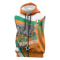 Custom Ivory Coast Football Sleeveless Zip Hoodie 2026 Allez Les Elephants Cute Mascot - Wonder Print Shop