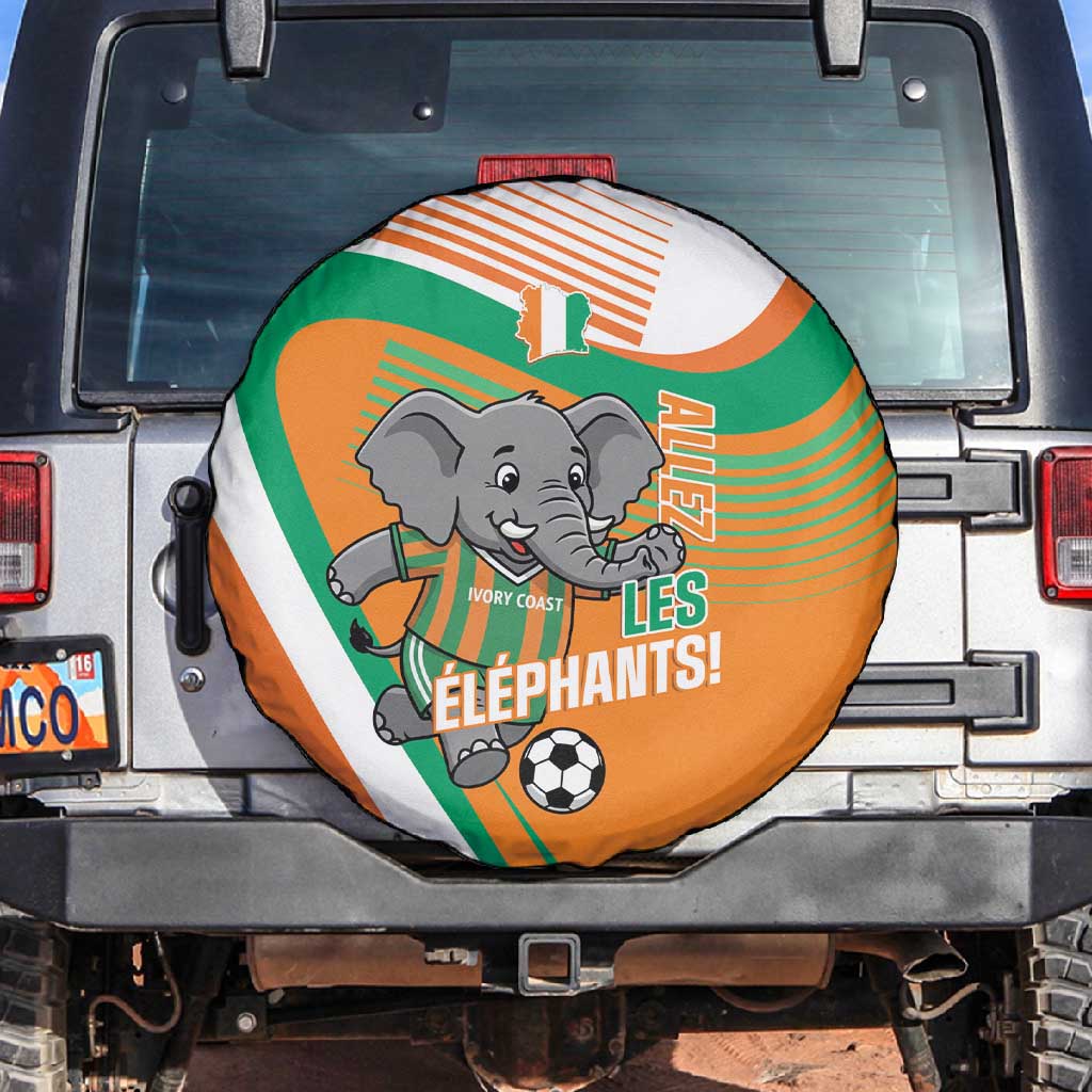 Ivory Coast Football Spare Tire Cover 2026 Allez Les Elephants Cute Mascot - Wonder Print Shop