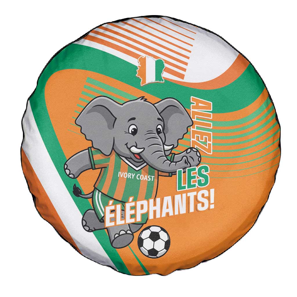 Ivory Coast Football Spare Tire Cover 2026 Allez Les Elephants Cute Mascot - Wonder Print Shop