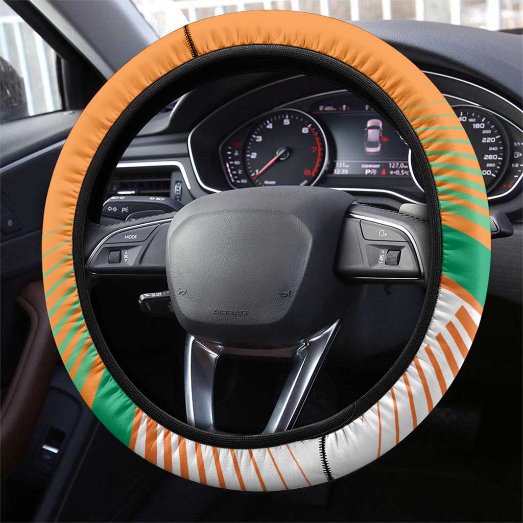 Ivory Coast Football Steering Wheel Cover 2026 Allez Les Elephants Cute Mascot - Wonder Print Shop