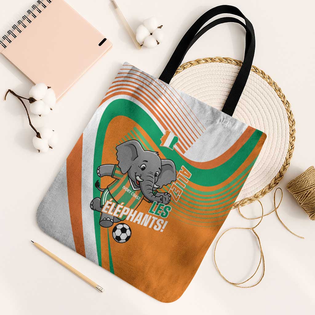 Ivory Coast Football Tote Bag 2026 Allez Les Elephants Cute Mascot - Wonder Print Shop