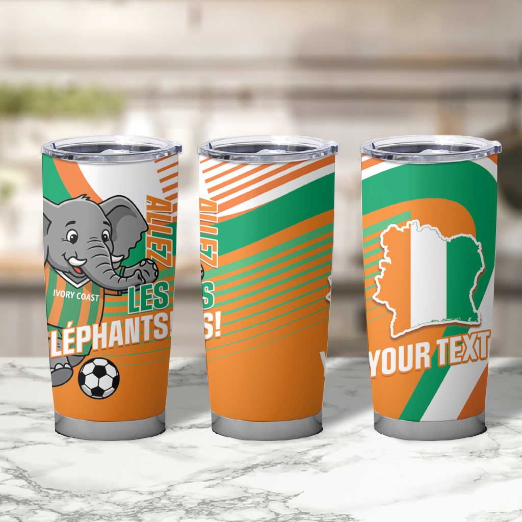 Custom Ivory Coast Football Tumbler Cup 2026 Allez Les Elephants Cute Mascot - Wonder Print Shop