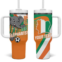 Custom Ivory Coast Football Tumbler With Handle 2026 Allez Les Elephants Cute Mascot - Wonder Print Shop
