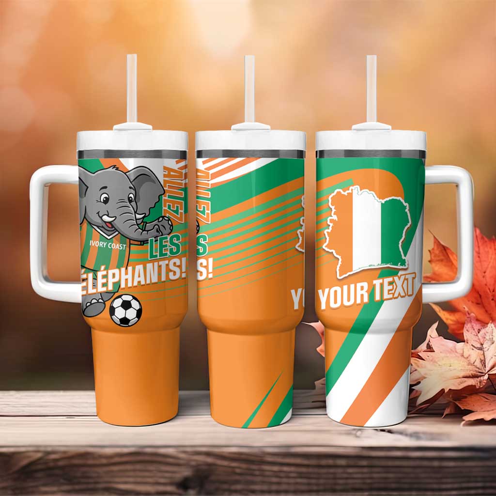Custom Ivory Coast Football Tumbler With Handle 2026 Allez Les Elephants Cute Mascot - Wonder Print Shop