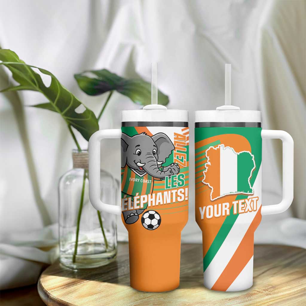 Custom Ivory Coast Football Tumbler With Handle 2026 Allez Les Elephants Cute Mascot - Wonder Print Shop