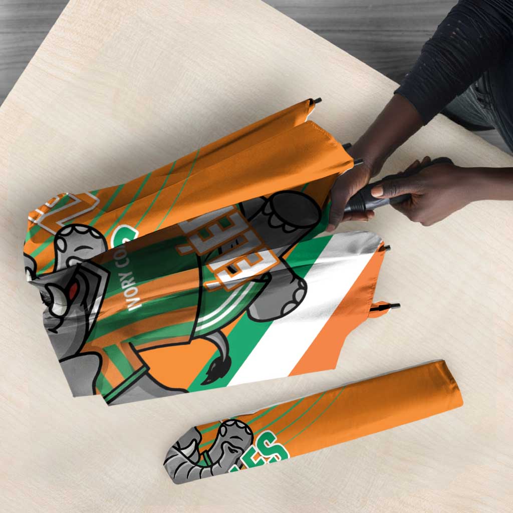 Ivory Coast Football Umbrella 2026 Allez Les Elephants Cute Mascot - Wonder Print Shop