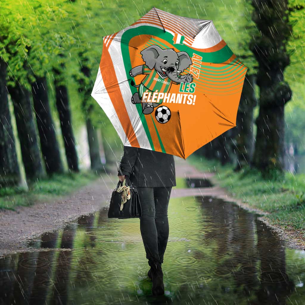 Ivory Coast Football Umbrella 2026 Allez Les Elephants Cute Mascot - Wonder Print Shop