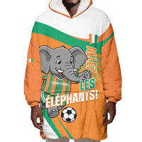 Custom Ivory Coast Football Wearable Blanket Hoodie 2026 Allez Les Elephants Cute Mascot - Wonder Print Shop