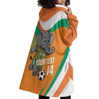 Custom Ivory Coast Football Wearable Blanket Hoodie 2026 Allez Les Elephants Cute Mascot - Wonder Print Shop