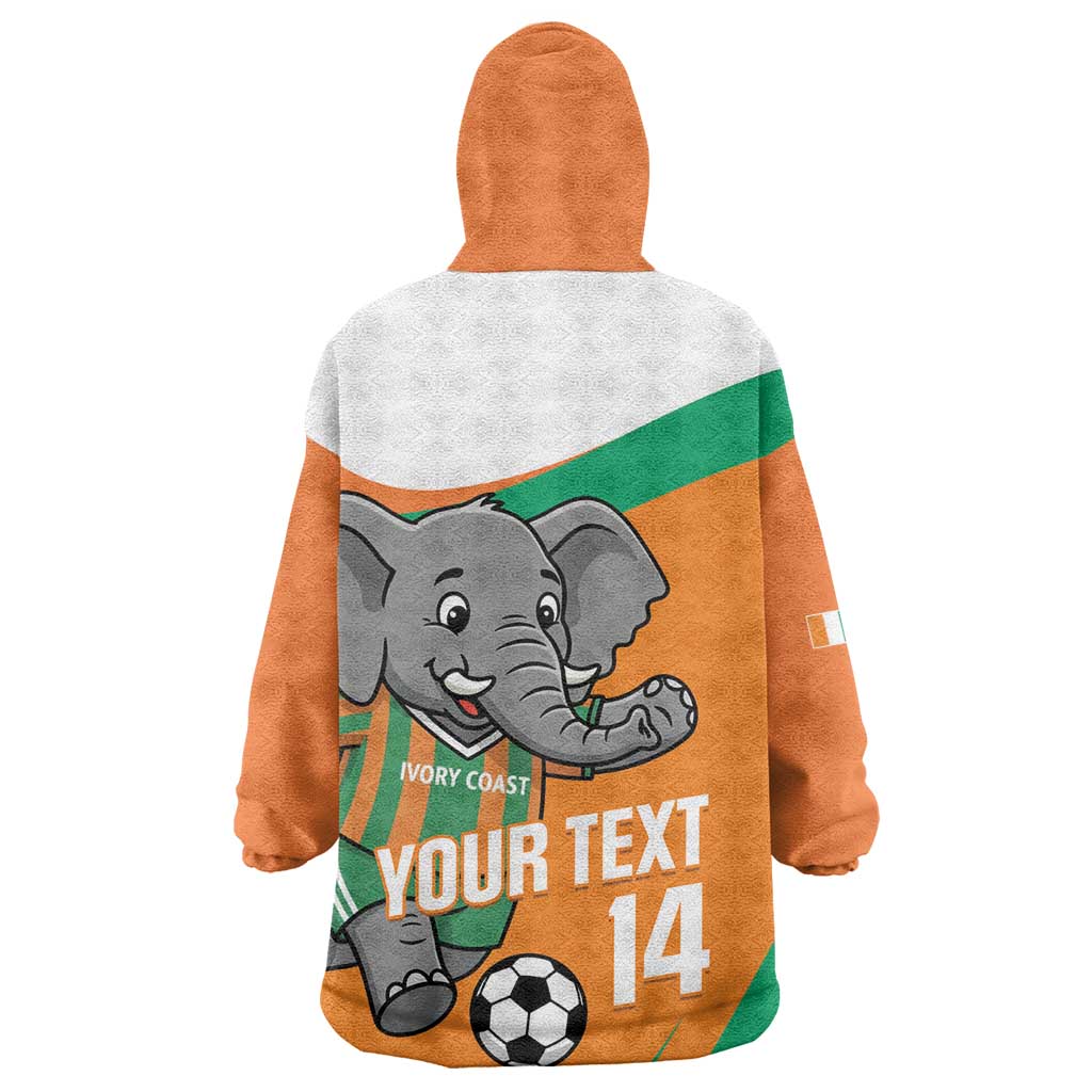 Custom Ivory Coast Football Wearable Blanket Hoodie 2026 Allez Les Elephants Cute Mascot - Wonder Print Shop