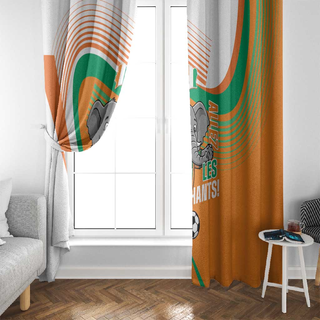 Ivory Coast Football Window Curtain 2026 Allez Les Elephants Cute Mascot - Wonder Print Shop