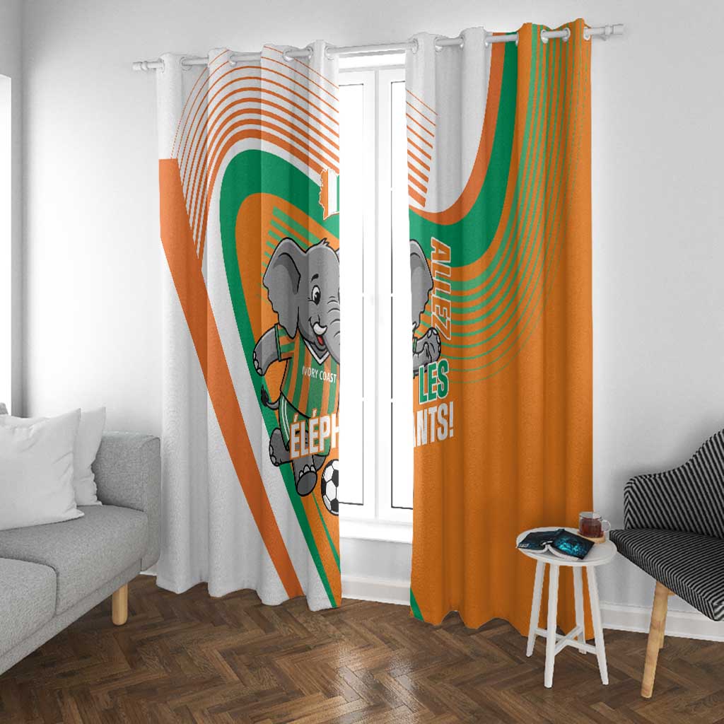 Ivory Coast Football Window Curtain 2026 Allez Les Elephants Cute Mascot - Wonder Print Shop