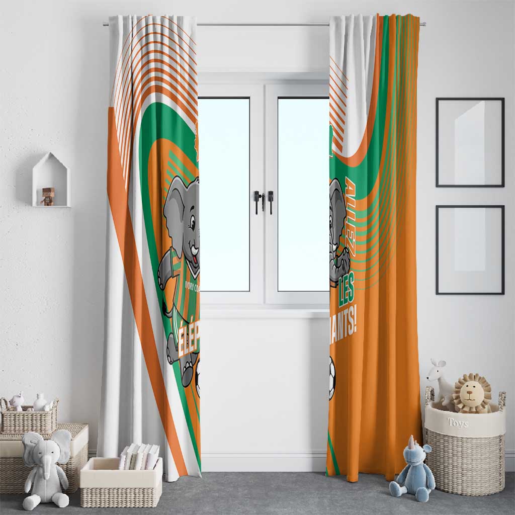 Ivory Coast Football Window Curtain 2026 Allez Les Elephants Cute Mascot - Wonder Print Shop