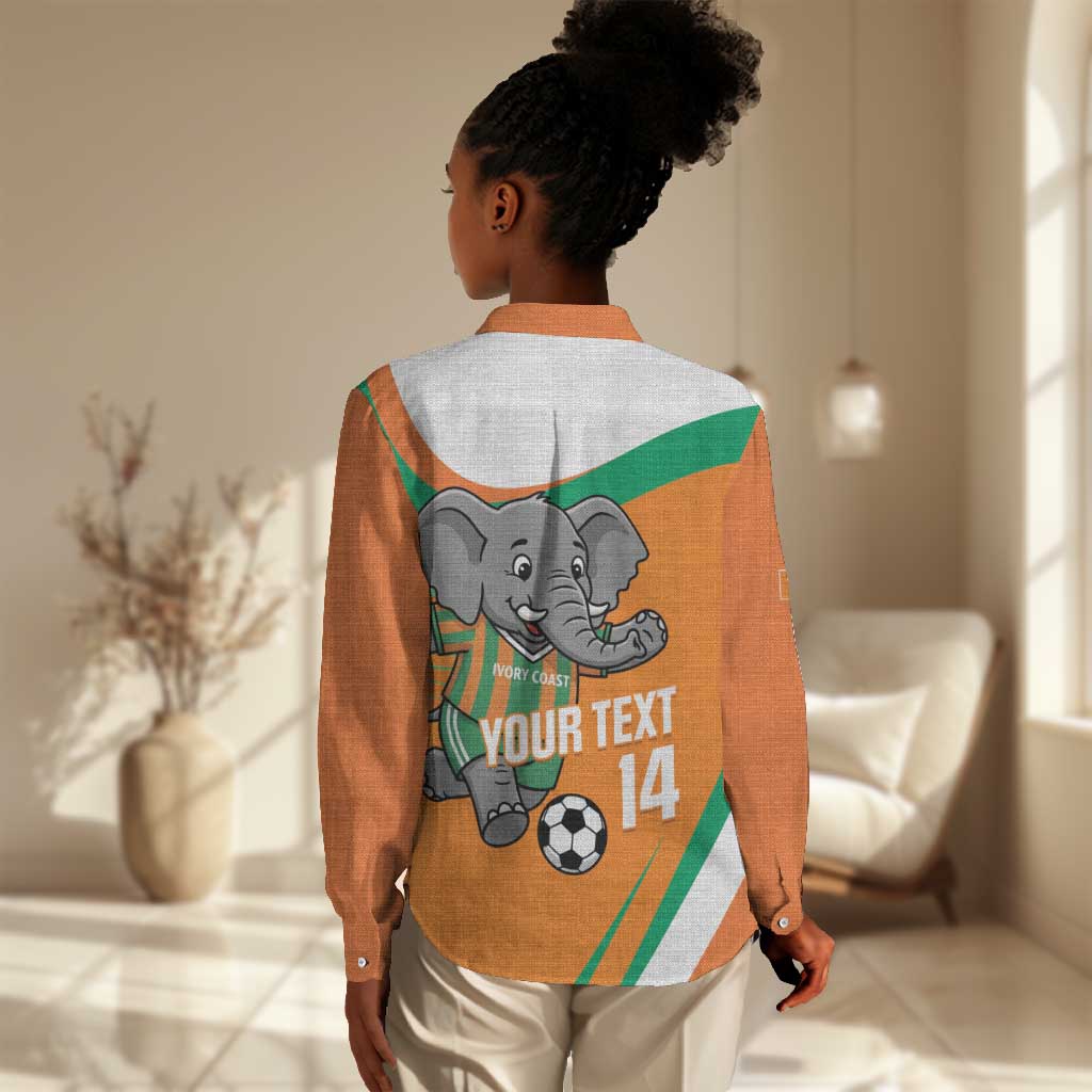Custom Ivory Coast Football Women Casual Shirt 2026 Allez Les Elephants Cute Mascot - Wonder Print Shop