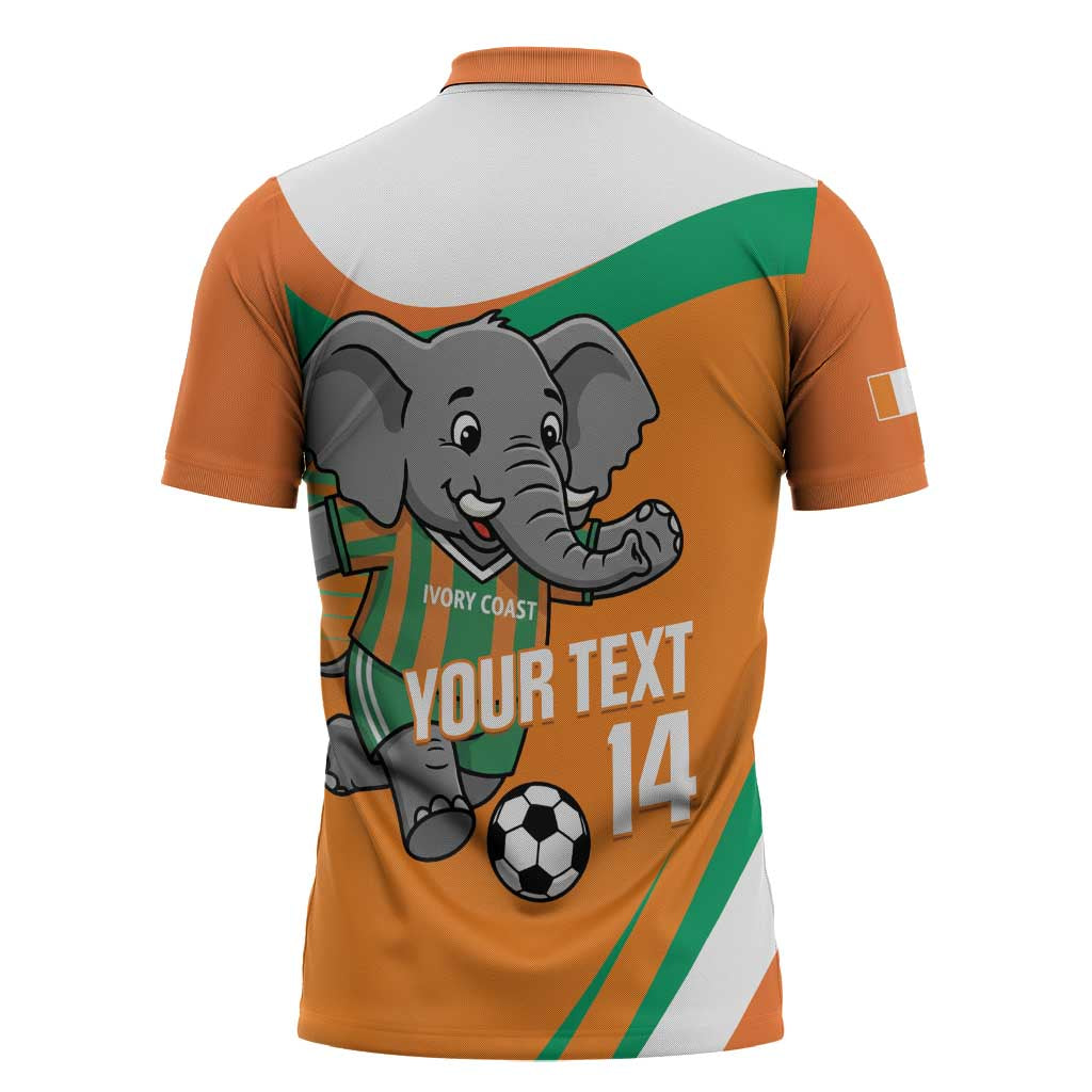 Custom Ivory Coast Football Zipper Polo Shirt 2026 Allez Les Elephants Cute Mascot - Wonder Print Shop