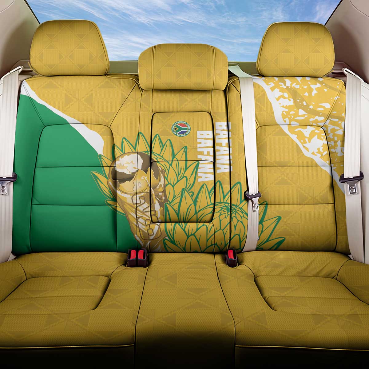 South Africa Soccer Back Car Seat Cover 2026 Bafana Bafana Go Boys Protea - Wonder Print Shop