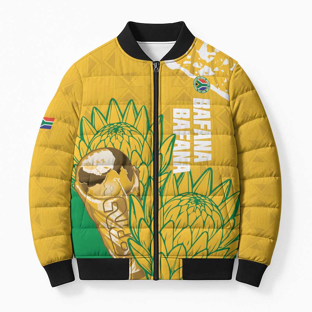 Custom South Africa Soccer Bomber Puffer Jacket 2026 Bafana Bafana Go Boys Protea - Wonder Print Shop