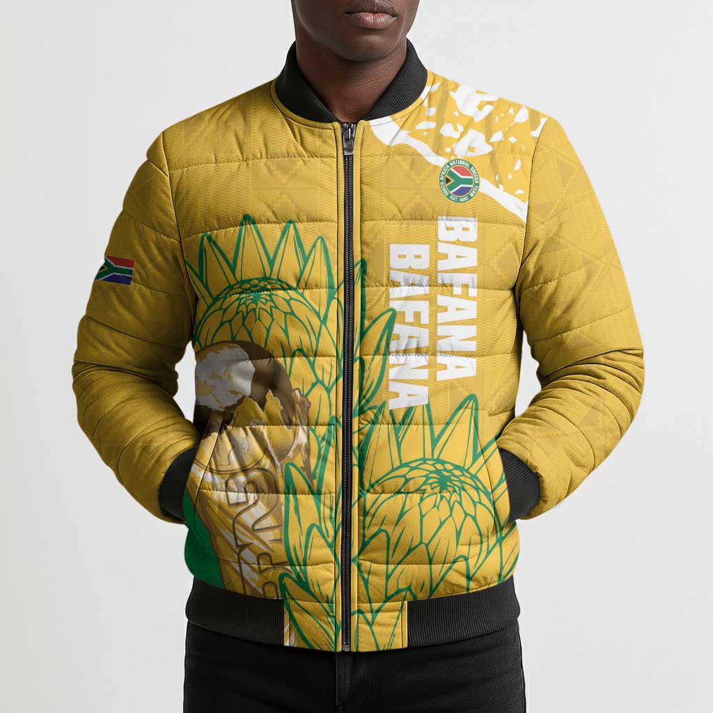 Custom South Africa Soccer Bomber Puffer Jacket 2026 Bafana Bafana Go Boys Protea - Wonder Print Shop