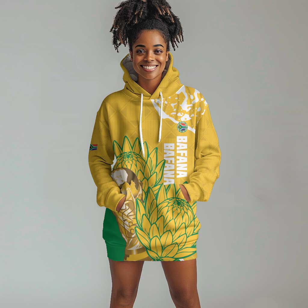 Custom South Africa Soccer Hoodie Dress 2026 Bafana Bafana Go Boys Protea - Wonder Print Shop