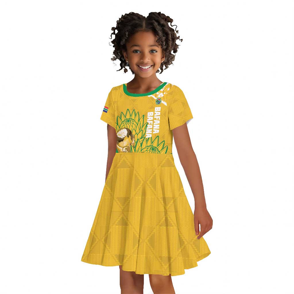 Custom South Africa Soccer Kid Short Sleeve Dress 2026 Bafana Bafana Go Boys Protea LT14