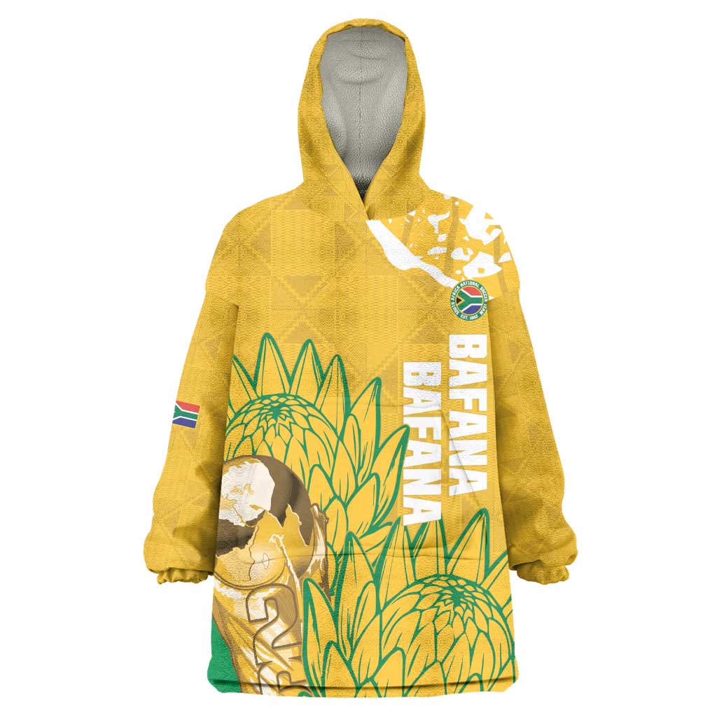 Custom South Africa Soccer Kid Wearable Blanket Hoodie 2026 Bafana Bafana Go Boys Protea - Wonder Print Shop