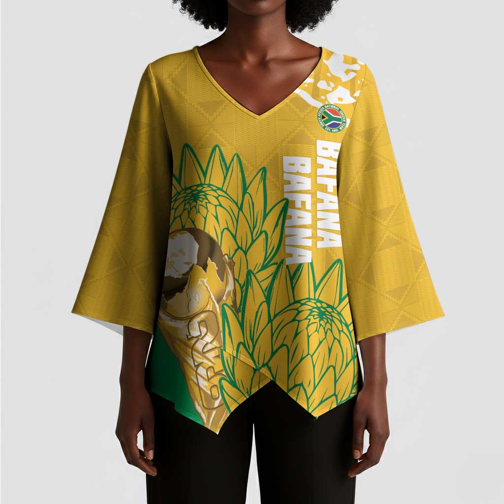 Custom South Africa Soccer Kimono Sleeve Blouse 2026 Bafana Bafana Go Boys Protea - Wonder Print Shop