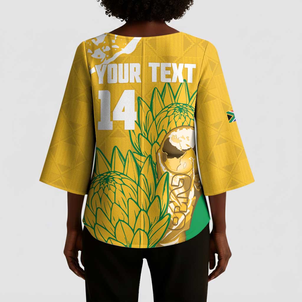 Custom South Africa Soccer Kimono Sleeve Blouse 2026 Bafana Bafana Go Boys Protea - Wonder Print Shop
