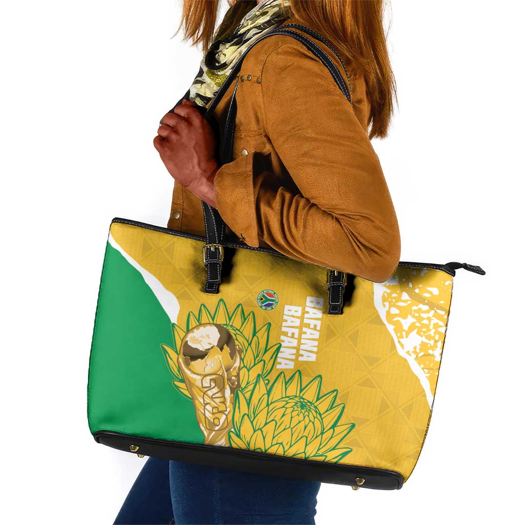 South Africa Soccer Leather Tote Bag 2026 Bafana Bafana Go Boys Protea - Wonder Print Shop