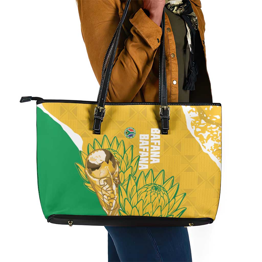 South Africa Soccer Leather Tote Bag 2026 Bafana Bafana Go Boys Protea - Wonder Print Shop