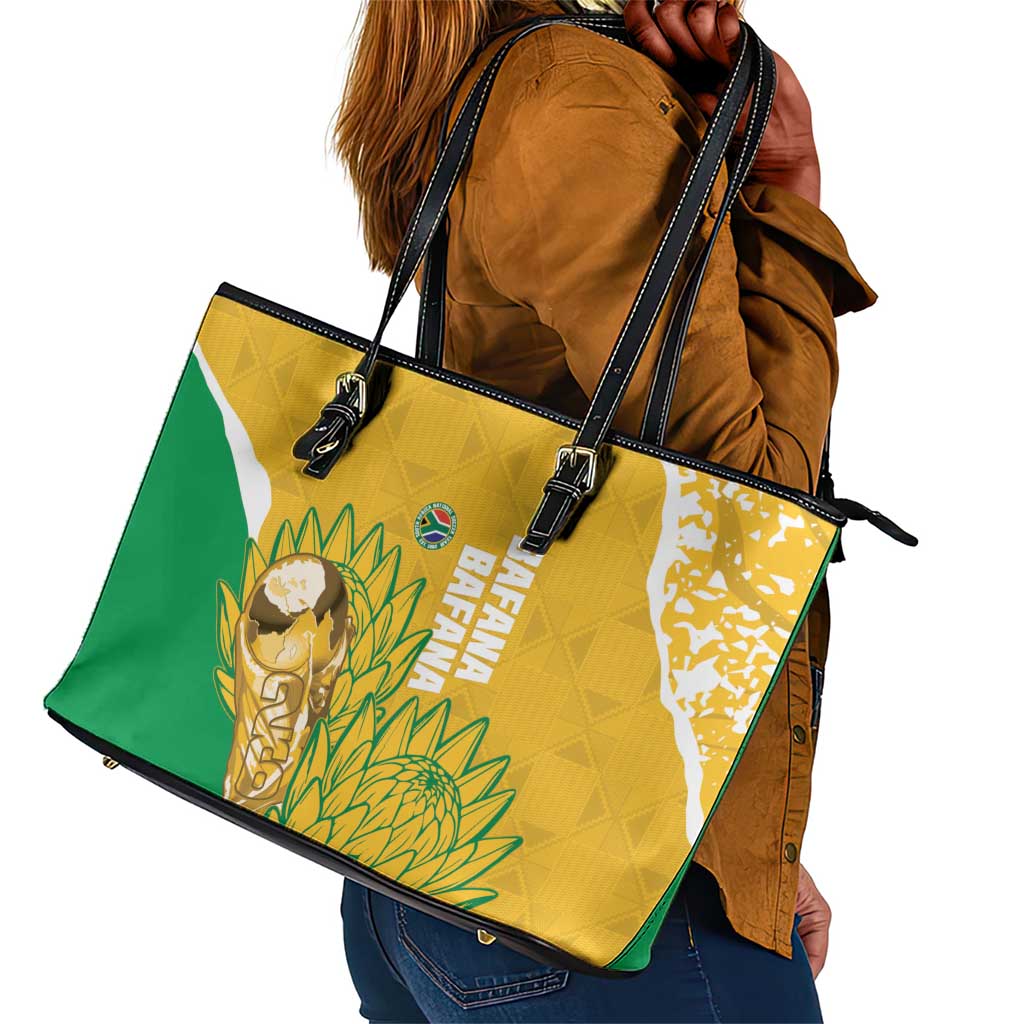 South Africa Soccer Leather Tote Bag 2026 Bafana Bafana Go Boys Protea - Wonder Print Shop