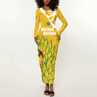 Custom South Africa Soccer Long Sleeve Bodycon Dress 2026 Bafana Bafana Go Boys Protea - Wonder Print Shop
