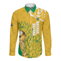 Custom South Africa Soccer Long Sleeve Button Shirt 2026 Bafana Bafana Go Boys Protea - Wonder Print Shop