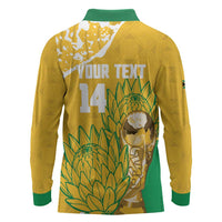 Custom South Africa Soccer Long Sleeve Polo Shirt 2026 Bafana Bafana Go Boys Protea - Wonder Print Shop