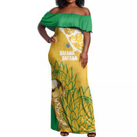 Custom South Africa Soccer Off Shoulder Maxi Dress 2026 Bafana Bafana Go Boys Protea - Wonder Print Shop